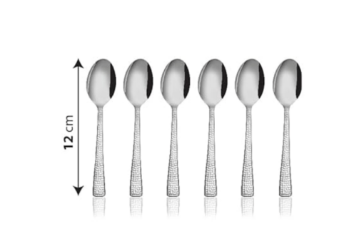 Shri & Sam Stainless Steel Impressa Hammered Coffee Spoon,6 Pieces - Image 2